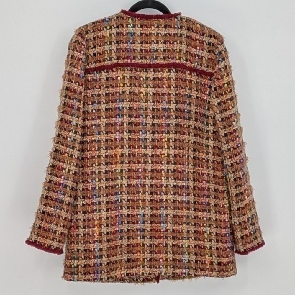 Anthropologie Ett:twa Small $178 Harlequin Tweed Fringe Trim Wool Blend Coat - Picture 10 of 15
